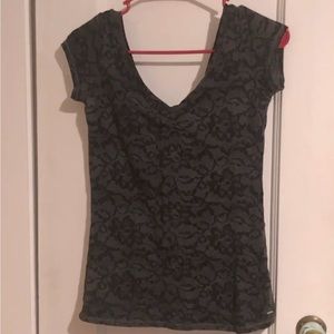 Garage Y2K era flowered deep vneck tee